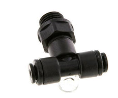 4mm x G1/4'' Inline T-Stück Steckverschraubung mit Außengewinde Messing NBR drehbar