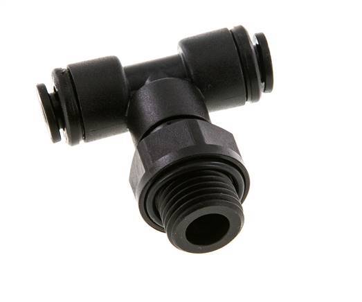4mm x G1/4'' Inline T-Stück Steckverschraubung mit Außengewinde Messing NBR drehbar