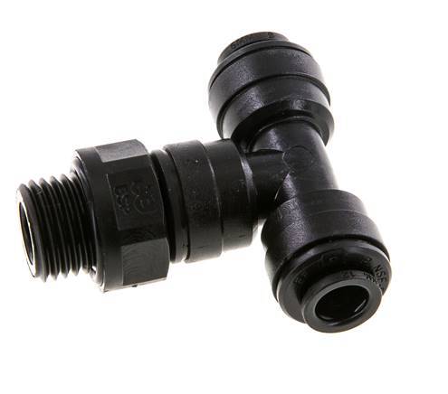 6mm x G1/4'' Inline Tee Push-in Fitting with Male Threads POM NBR FDA Rotatable