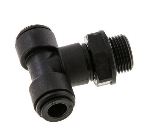 8mm x G3/8'' Inline T-Stück Steckverschraubung mit Außengewinde Messing NBR drehbar