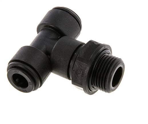 8mm x G3/8'' Inline T-Stück Steckverschraubung mit Außengewinde Messing NBR drehbar