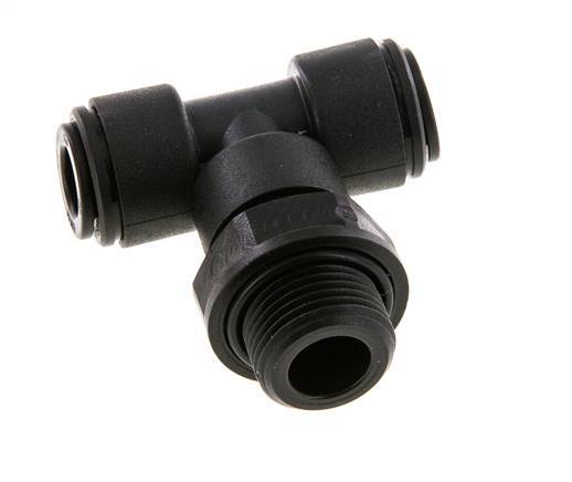 8mm x G3/8'' Inline T-Stück Steckverschraubung mit Außengewinde Messing NBR drehbar