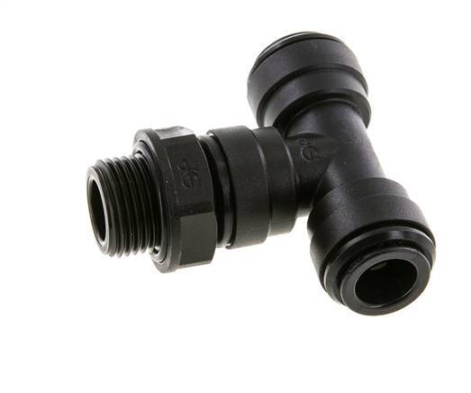 10mm x G3/8'' Inline Tee Push-in Fitting with Male Threads POM NBR FDA Rotatable