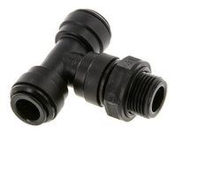 10mm x G3/8'' Inline T-Stück Steckverschraubung mit Außengewinde Messing NBR drehbar