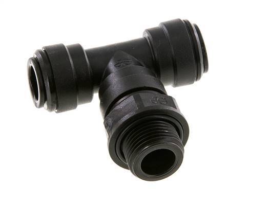 10mm x G3/8'' Inline T-Stück Steckverschraubung mit Außengewinde Messing NBR drehbar