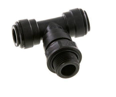 10mm x G3/8'' Inline T-Stück Steckverschraubung mit Außengewinde Messing NBR drehbar