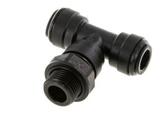 10mm x G3/8'' Inline T-Stück Steckverschraubung mit Außengewinde Messing NBR drehbar