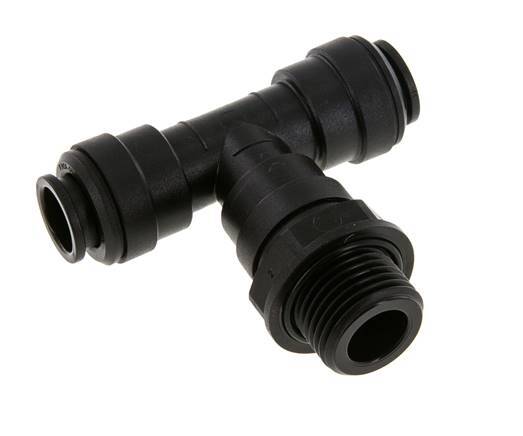 12mm x G1/2'' Inline T-Stück Einsteckverschraubung mit Außengewinde Messing NBR drehbar