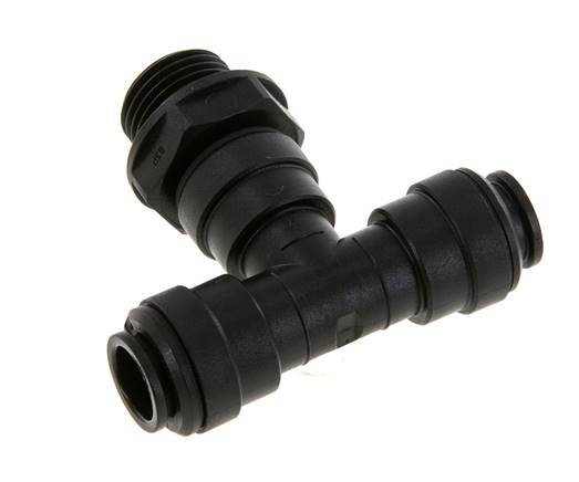 12mm x G1/2'' Inline T-Stück Einsteckverschraubung mit Außengewinde Messing NBR drehbar
