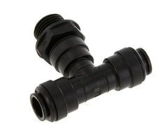 12mm x G1/2'' Inline T-Stück Einsteckverschraubung mit Außengewinde Messing NBR drehbar