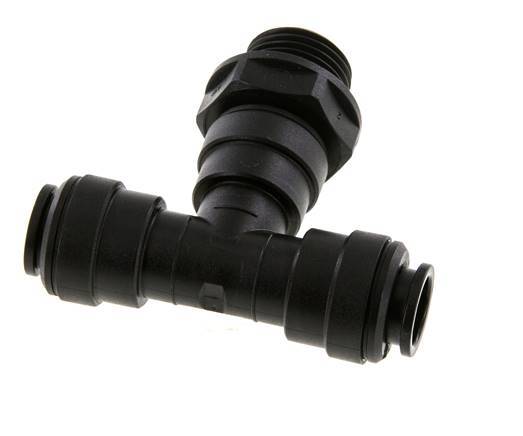 12mm x G1/2'' Inline T-Stück Einsteckverschraubung mit Außengewinde Messing NBR drehbar