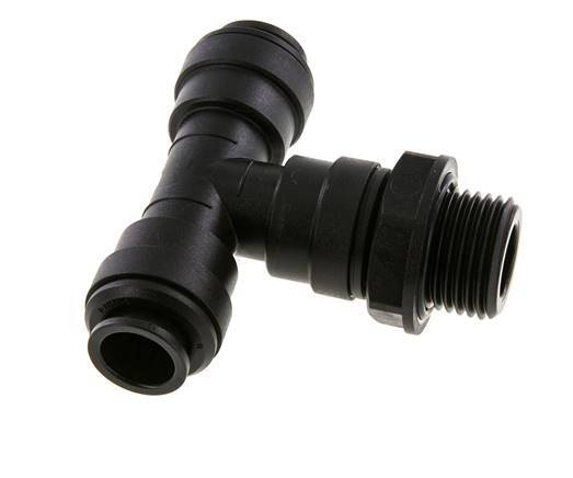 12mm x G1/2'' Inline T-Stück Einsteckverschraubung mit Außengewinde Messing NBR drehbar