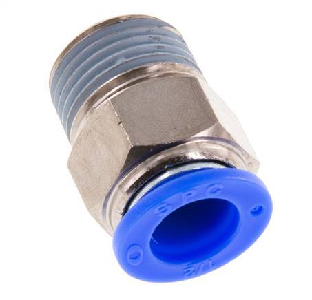 1/2'' x 1/2'' NPT Push-in Fitting with Male Threads Brass/PBT NBR [2 Pieces]