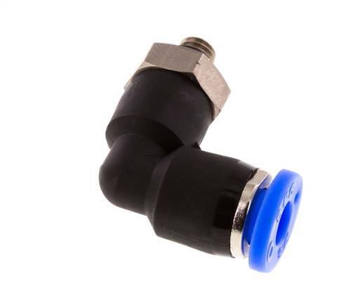 3/16'' x UNF 10-32 90deg Ellbogen Steckfitting Messing/PBT NBR drehbar [2 Stück]