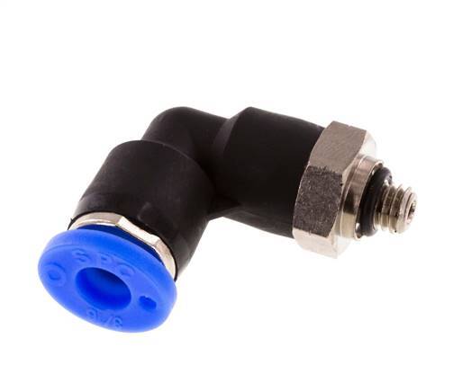 3/16'' x UNF 10-32 90deg Ellbogen Steckfitting Messing/PBT NBR drehbar [2 Stück]