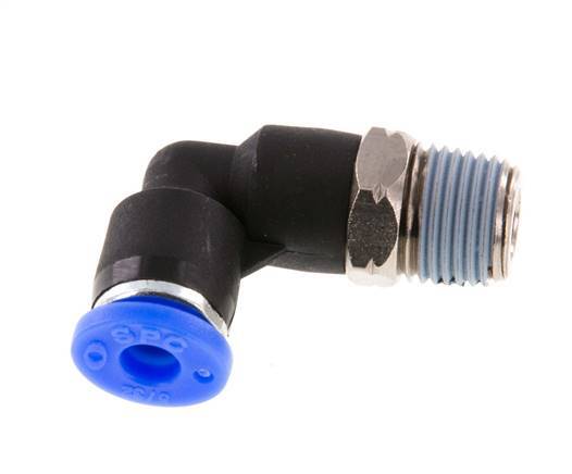 5/32'' x 1/8'' NPT 90deg Elbow Push-in Fitting with Male Threads Brass/PBT NBR Rotatable [2 Pieces]