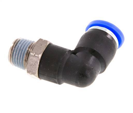 1/4'' x 1/8'' NPT 90-Grad-Winkel-Steckverschraubung mit Außengewinde Messing/PBT NBR drehbar [2 Stück]