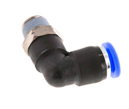 1/4'' x 1/8'' NPT 90deg Elbow Push-in Fitting with Male Threads Brass/PBT NBR Rotatable [2 Pieces]