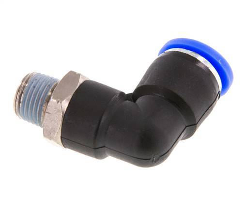 5/16'' x 1/8'' NPT 90-Grad-Steckverschraubung mit Außengewinde Messing/PBT NBR drehbar [2 Stück]