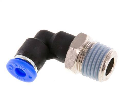 5/32'' x 1/4'' NPT 90deg Elbow Push-in Fitting with Male Threads Brass/PBT NBR Rotatable [2 Pieces]