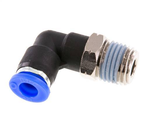 1/4'' x 1/4'' NPT 90-Grad-Winkel-Steckverschraubung mit Außengewinde Messing/PBT NBR drehbar [2 Stück]