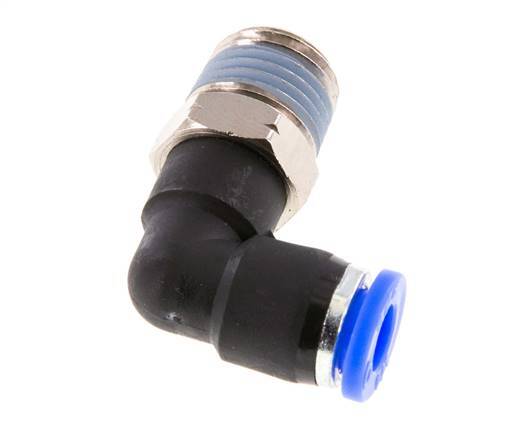 1/4'' x 1/4'' NPT 90deg Elbow Push-in Fitting with Male Threads Brass/PBT NBR Rotatable [2 Pieces]