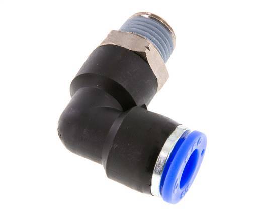 3/8'' x 1/4'' NPT 90-Grad-Winkel-Steckverschraubung mit Außengewinde Messing/PBT NBR drehbar [2 Stück]