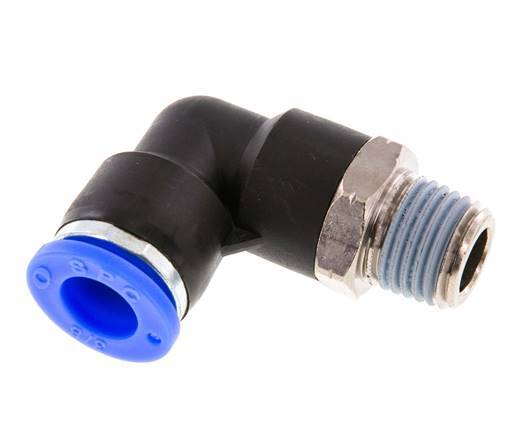 3/8'' x 1/4'' NPT 90deg Elbow Push-in Fitting with Male Threads Brass/PBT NBR Rotatable [2 Pieces]