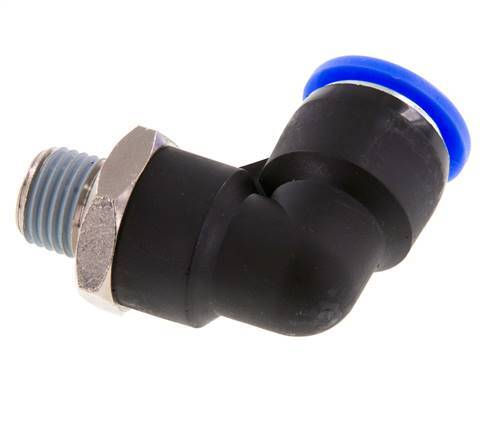 1/2'' x 1/4'' NPT 90deg Ellbogen-Steckverschraubung mit Außengewinde Messing/PBT NBR drehbar [2 Stück]