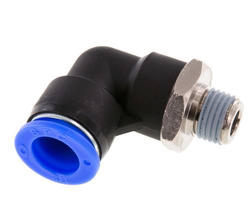 1/2'' x 1/4'' NPT 90deg Ellbogen-Steckverschraubung mit Außengewinde Messing/PBT NBR drehbar [2 Stück]