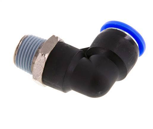 1/2'' x 3/8'' NPT 90 Grad Einsteckverschraubung mit Außengewinde Messing/PBT NBR drehbar [2 Stück]