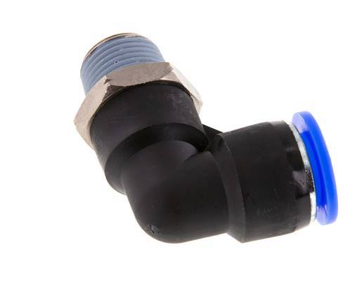 1/2'' x 3/8'' NPT 90deg Elbow Push-in Fitting with Male Threads Brass/PBT NBR Rotatable [2 Pieces]