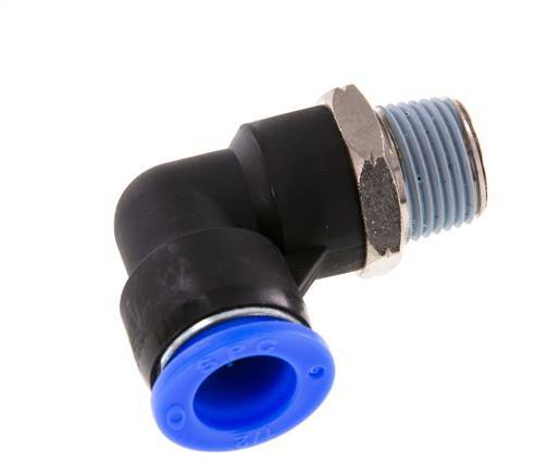 1/2'' x 3/8'' NPT 90 Grad Einsteckverschraubung mit Außengewinde Messing/PBT NBR drehbar [2 Stück]