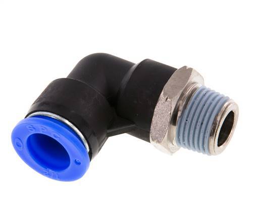 1/2'' x 3/8'' NPT 90 Grad Einsteckverschraubung mit Außengewinde Messing/PBT NBR drehbar [2 Stück]