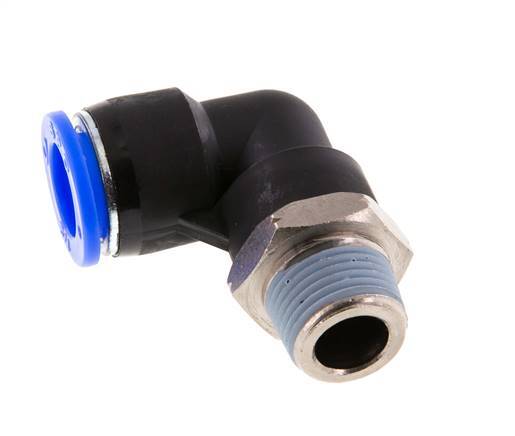 1/2'' x 3/8'' NPT 90 Grad Einsteckverschraubung mit Außengewinde Messing/PBT NBR drehbar [2 Stück]