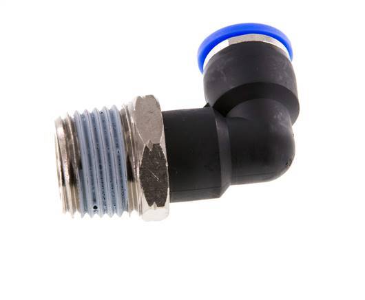 3/8'' x 1/2'' NPT 90deg Elbow Push-in Fitting with Male Threads Brass/PBT NBR Rotatable [2 Pieces]