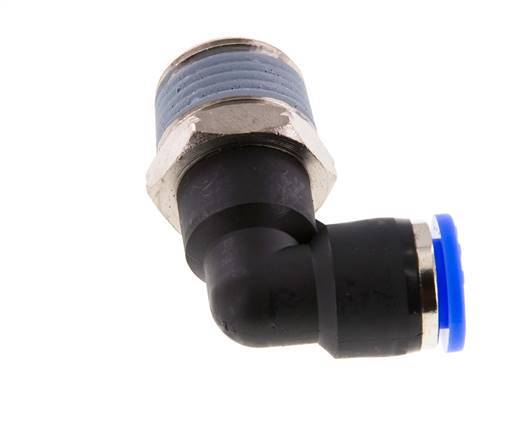 3/8'' x 1/2'' NPT 90deg Elbow Push-in Fitting with Male Threads Brass/PBT NBR Rotatable [2 Pieces]
