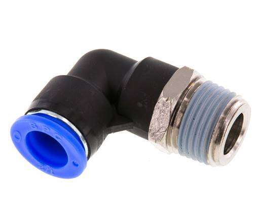 1/2'' x 1/2'' NPT 90deg Elbow Push-in Fitting with Male Threads Brass/PBT NBR Rotatable [2 Pieces]