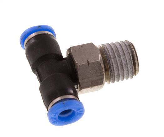 1/8'' x 1/16'' NPT Inline T-Stück Steckverschraubung mit Außengewinde Messing/PBT NBR drehbar [2 Stück]