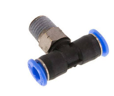 5/32'' x 1/16'' NPT Inline Tee Push-in Fitting with Male Threads Brass/PBT NBR Rotatable [2 Pieces]