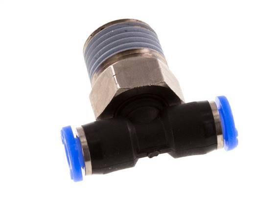 1/8'' x 1/8'' NPT Inline T-Stück Steckverschraubung mit Außengewinde Messing/PBT NBR drehbar [2 Stück]