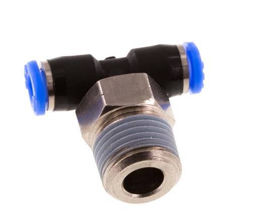 1/8'' x 1/8'' NPT Inline T-Stück Steckverschraubung mit Außengewinde Messing/PBT NBR drehbar [2 Stück]