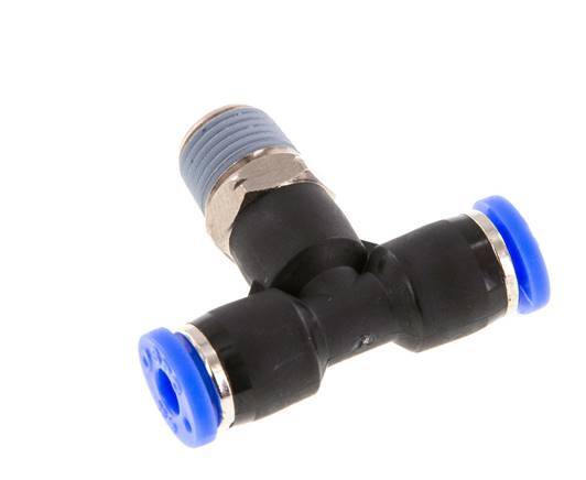 5/32'' x 1/8'' NPT Inline T-Steckverschraubung mit Außengewinde Messing/PBT NBR drehbar [2 Stück]