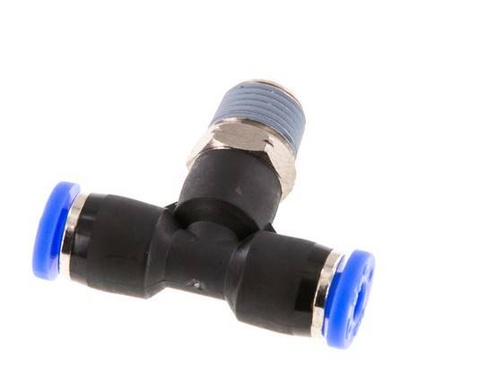 5/32'' x 1/8'' NPT Inline T-Steckverschraubung mit Außengewinde Messing/PBT NBR drehbar [2 Stück]