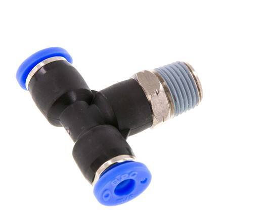 5/32'' x 1/8'' NPT Inline T-Steckverschraubung mit Außengewinde Messing/PBT NBR drehbar [2 Stück]