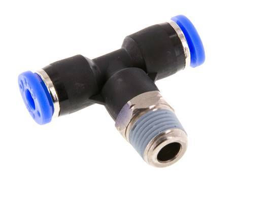 5/32'' x 1/8'' NPT Inline T-Steckverschraubung mit Außengewinde Messing/PBT NBR drehbar [2 Stück]