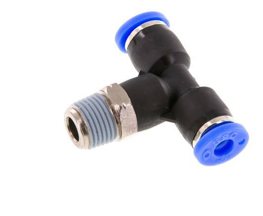 5/32'' x 1/8'' NPT Inline T-Steckverschraubung mit Außengewinde Messing/PBT NBR drehbar [2 Stück]