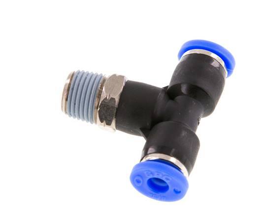 5/32'' x 1/8'' NPT Inline T-Steckverschraubung mit Außengewinde Messing/PBT NBR drehbar [2 Stück]