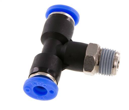 3/16'' x 1/8'' NPT Inline T-Stück Steckverschraubung mit Außengewinde Messing/PBT NBR drehbar [2 Stück]