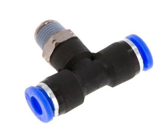 1/4'' x 1/8'' NPT Inline T-Stück Steckverschraubung mit Außengewinde Messing/PBT NBR drehbar [2 Stück]